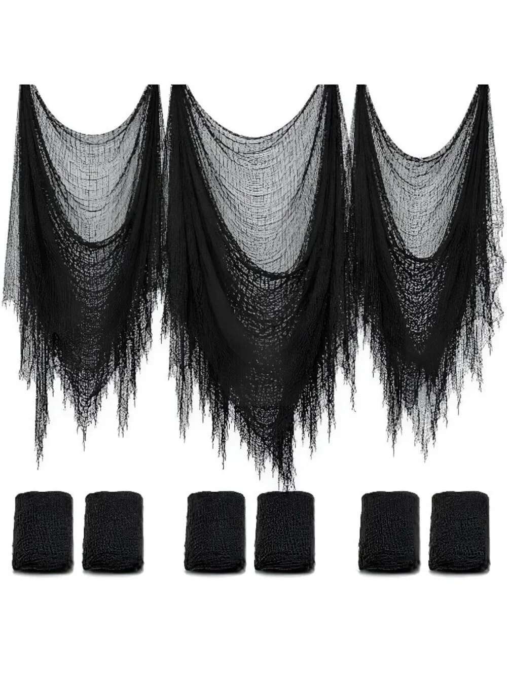 6 Pack Black Halloween Creepy Cloth, 30 x 72 Inch - Yobbai